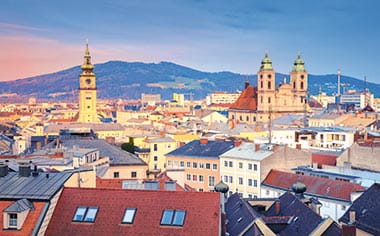 A view over the rooftops of Linz, Austria